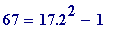 67 = 17.2^2-1